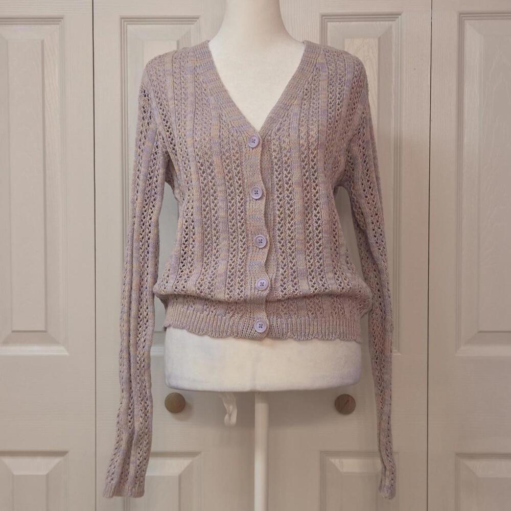 Purple Orange Open Knit Cardigan Art Class Kids' L (Adult's Size S) Y2K Coquette
